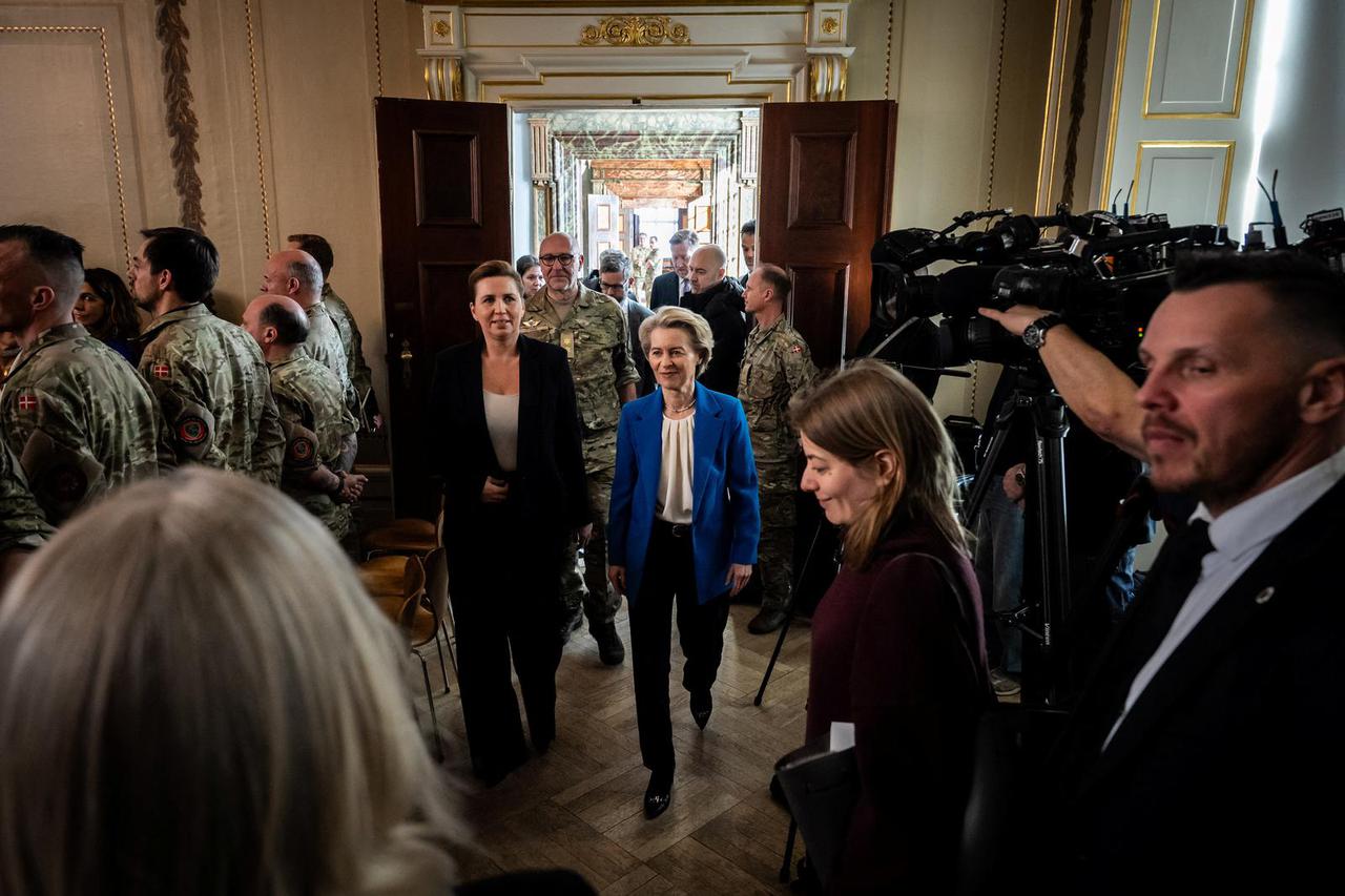 Danish Prime Minister Mette Frederiksen and President of the European Commission Ursula von der Leyen visit the Army Officers' School, in Copenhagen